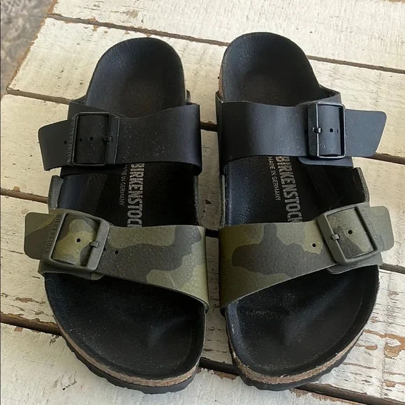Birkenstock Black and Green Camouflage Sandals - Picture 2 of 6